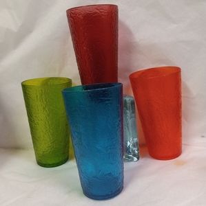 ACRYLIC Tumblers Set of 4 Glasses 20 oz Red, Blue, Orange, Green